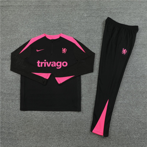 2425 Chelsea Black 1/4 Zipper Player Training Suit