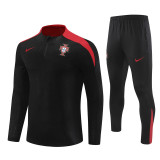 2425 Portugal Black 1/4 Zipper Player Training Suit