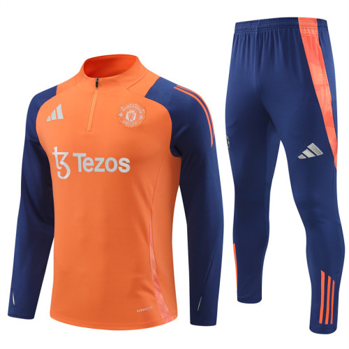 2425 Manchester United Orange 1/4 Zipper Training Suit