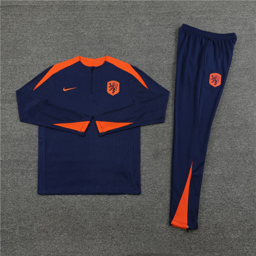2425 Netherlands Navy Blue 1/4 Zipper Player Training Suit