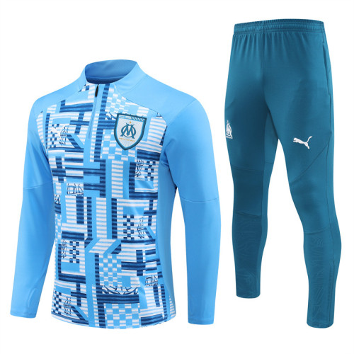 2425 Olympique De Marseille Light Blue 1/4 Zipper Training Suit
