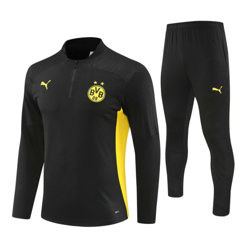 2425 Borussia Dortmund Black 1/4 Zipper Training Suit