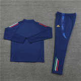 2425 Italy Navy Blue 1/4 Zipper Training Suit
