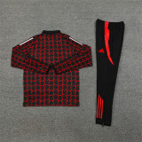 2425 Manchester United Red Black 1/4 Zipper Training Suit