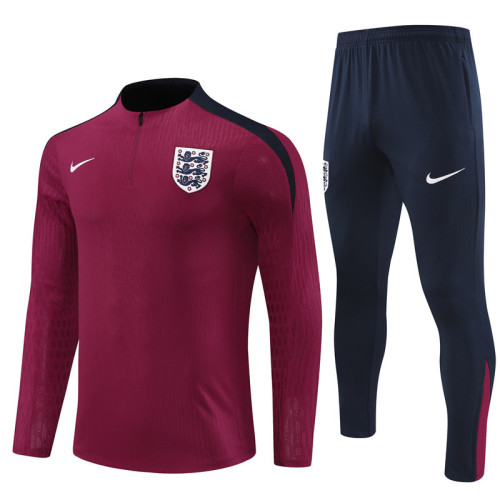 2425 England Red 1/4 Zipper Player Training Suit
