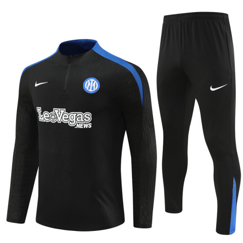 2425 Inter Milan Black 1/4 Zipper Player Training Suit
