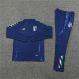 2425 Italy Navy Blue 1/4 Zipper Training Suit