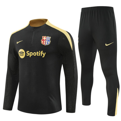 2425 Barcelona Black Golden 1/4 Zipper Player Training Suit