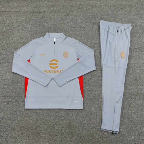 2425 Ac Milan Grey 1/4 Zipper Training Suit
