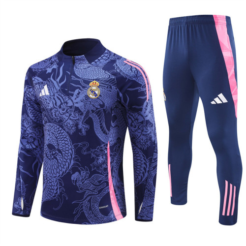 2425 Real Madrid Navy Blue 1/4 Zipper Training Suit