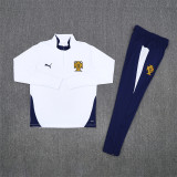 2526 Portugal White 1/4 Zipper Training Suit