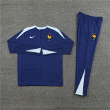 2425 France Navy Blue 1/4 Zipper Player Training Suit