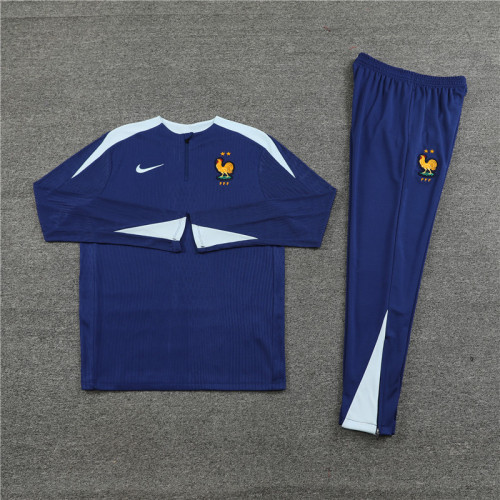2425 France Navy Blue 1/4 Zipper Player Training Suit