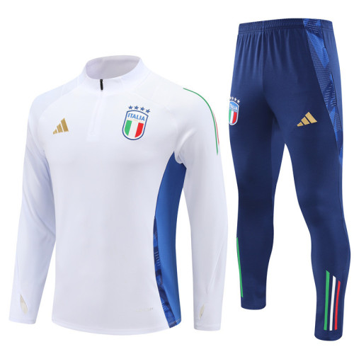 2425 Italy White 1/4 Zipper Training Suit