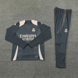 2425 Real Madrid Dark Grey 1/4 Zipper Player Training Suit