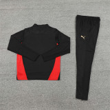 2425 Ac Milan Black 1/4 Zipper Training Suit