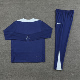 2425 France Navy Blue 1/4 Zipper Player Training Suit