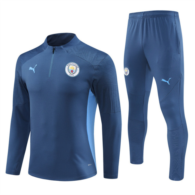 2425 Manchester City Navy Blue 1/4 Zipper Training Suit