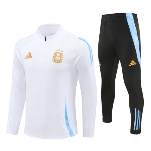 2425 Argentina White 1/4 Zipper Training Suit