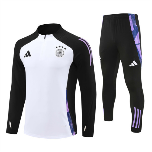 2425 Germany White 1/4 Zipper Training Suit