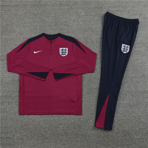 2425 England Red 1/4 Zipper Player Training Suit