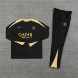2425 Paris Saint-Germain Black Golden 1/4 Zipper Player Training Suit