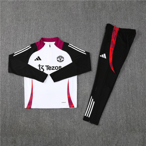 2425 Manchester United White 1/4 Zipper Training Suit