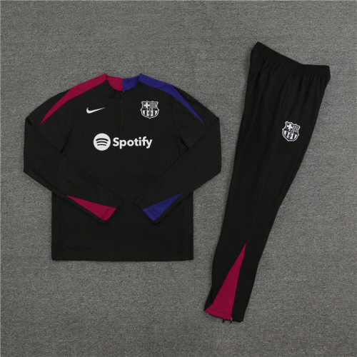 2425 Barcelona Black 1/4 Zipper Player Training Suit