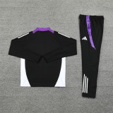2425 Real Madrid Black Purple 1/4 Zipper Training Suit