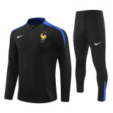 2425 France Black 1/4 Zipper Player Training Suit