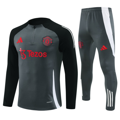 2425 Manchester United Dark Grey 1/4 Zipper Training Suit