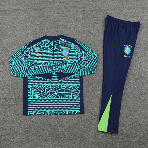 2425 Brazil Blue 1/4 Zipper Training Suit