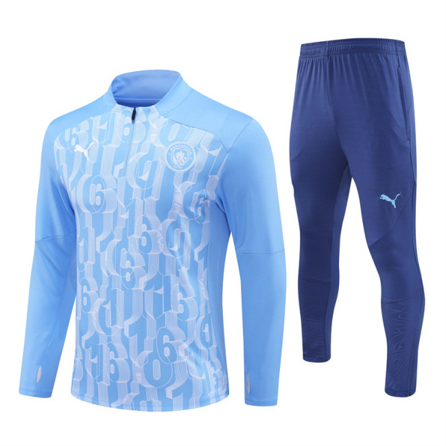 2425 Manchester City Light Blue 1/4 Zipper Training Suit