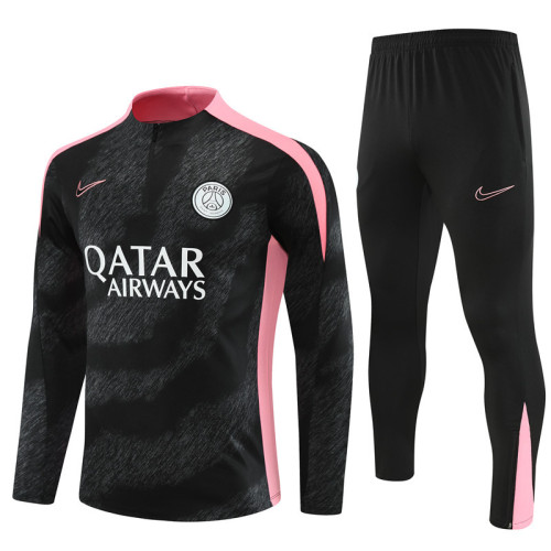 2425 Paris Saint-Germain Black 1/4 Zipper Training Suit