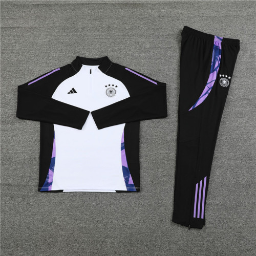 2425 Germany White 1/4 Zipper Training Suit
