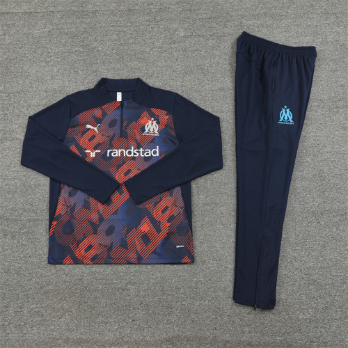 2425 Olympique De Marseille Navy Blue 1/4 Zipper Training Suit