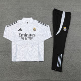 2425 Real Madrid White Grey 1/4 Zipper Training Suit