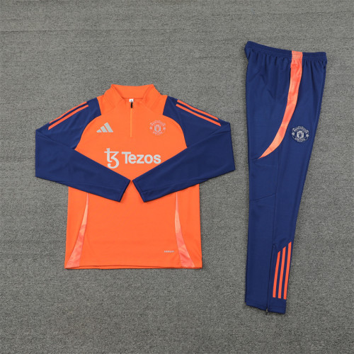 2425 Manchester United Orange 1/4 Zipper Training Suit