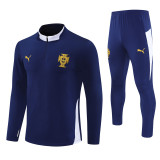2526 Portugal Navy Blue 1/4 Zipper Training Suit