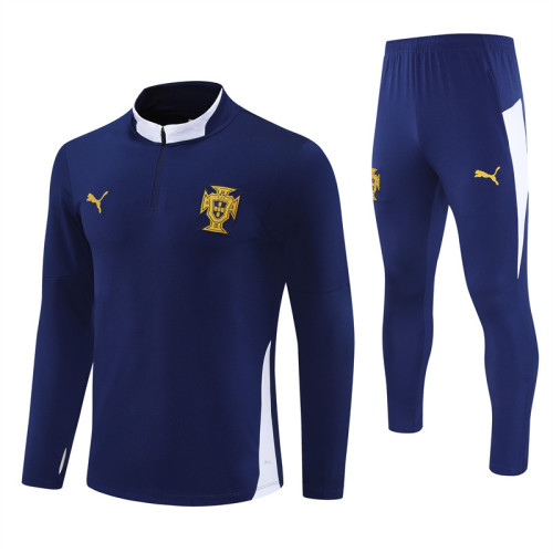 2526 Portugal Navy Blue 1/4 Zipper Training Suit