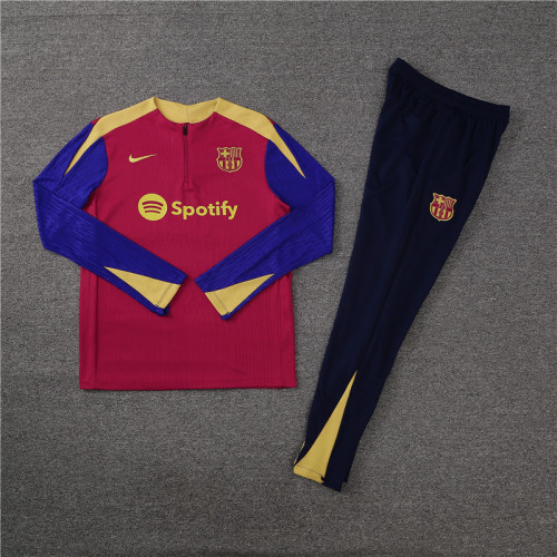 2425 Barcelona Red 1/4 Zipper Player Training Suit