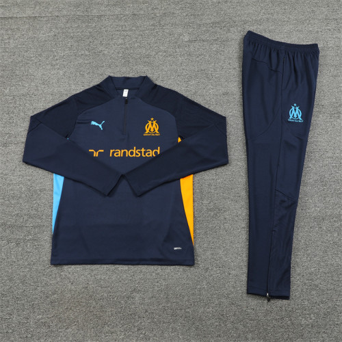 2425 Olympique De Marseille Navy Blue 1/4 Zipper Training Suit