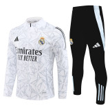 2425 Real Madrid White Grey 1/4 Zipper Training Suit
