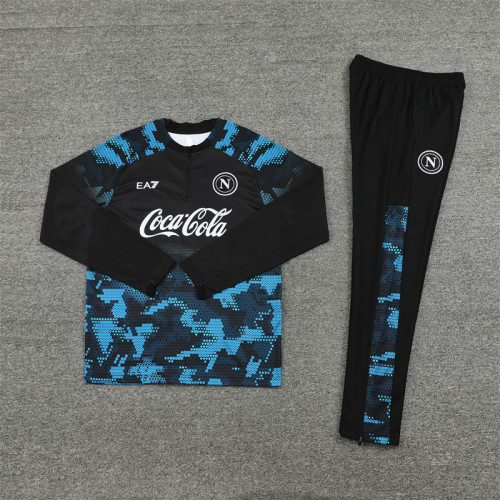 2425 Ssc Napoli Black 1/4 Zipper Training Suit