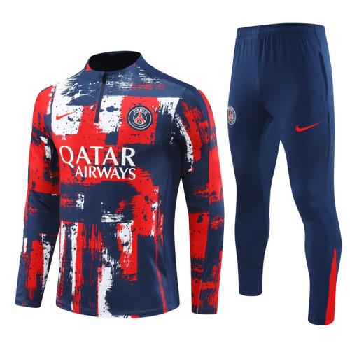 2425 Paris Saint-Germain Red Blue 1/4 Zipper Training Suit