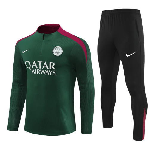 2425 Paris Saint-Germain Green 1/4 Zipper Player Training Suit
