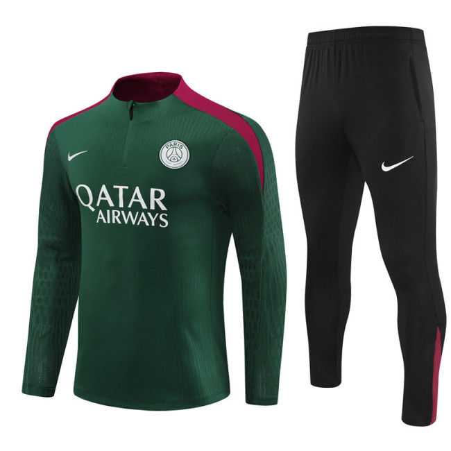 2425 Paris Saint-Germain Green 1/4 Zipper Player Training Suit
