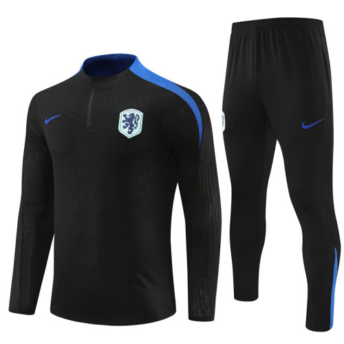 2425 Netherlands Black 1/4 Zipper Player Training Suit
