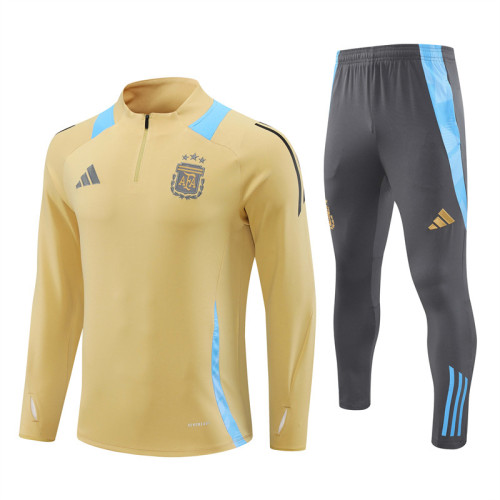 2425 Argentina Golden 1/4 Zipper Training Suit