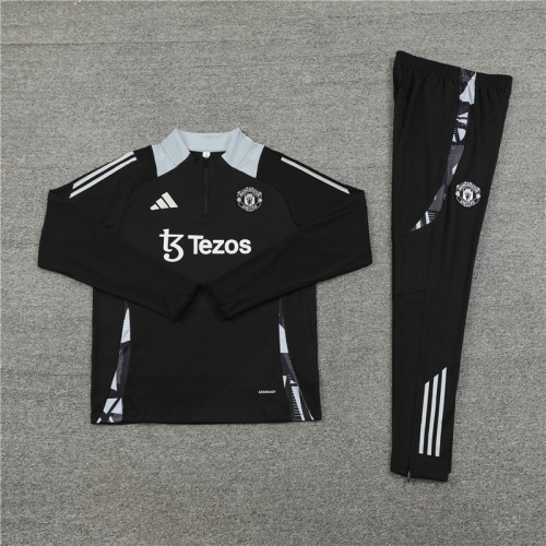 2425 Manchester United Black 1/4 Zipper Training Suit